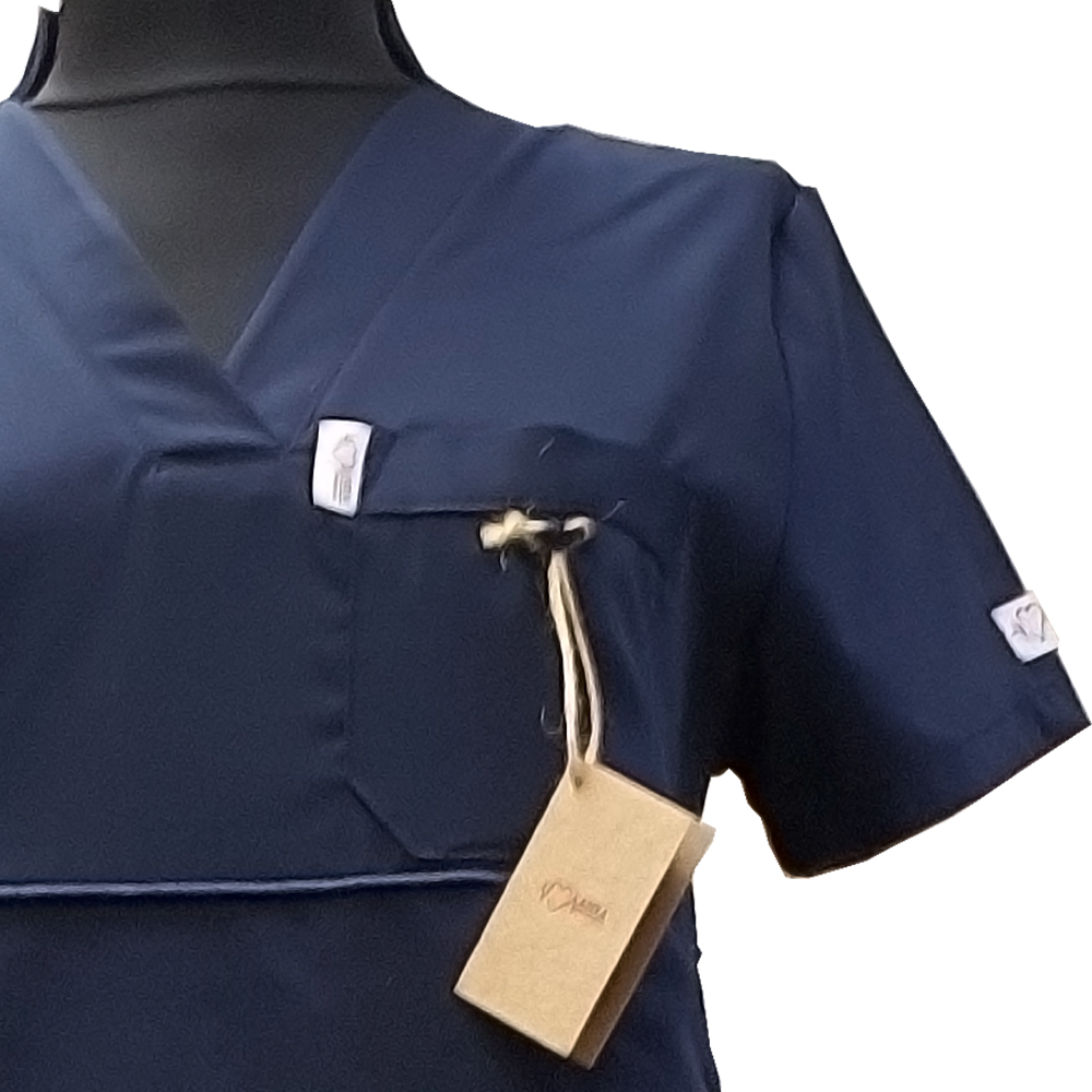 Areka medical uniform - dark blue top detail